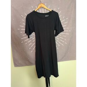 ABLE Tie Pima Cotton Black Maxi Dress